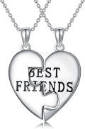 wholesale 925 Sterling Silver BFF Necklace Set - Best Friend Heart Pendant Gift for Women-0-0