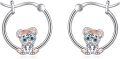 wholesale 925 Sterling Silver Tiger Flower Hoop Earrings for Women Girls 3D Cute Animal  Idea-0-0