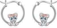 wholesale 925 Sterling Silver Tiger Flower Hoop Earrings for Women Girls 3D Cute Animal  Idea-tiger