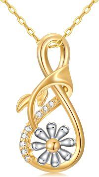 wholesale 14K Gold Evil Eye Ribbon Daisy Pendant Necklaces for Women-Daisy