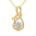 wholesale 14K Gold Evil Eye Ribbon Daisy Pendant Necklaces for Women-0-0