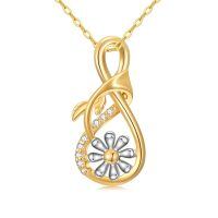 wholesale 14K Gold Evil Eye Ribbon Daisy Pendant Necklaces for Women-Daisy