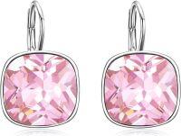 wholesale Sterling Silver Austrian Crystal Hypoallergenic Leverback Earrings Women s Gift-Pink