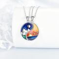 wholesale 925 Sterling Silver Yin Yang Pendant Necklace with Mountain and Palm Tree Design for Couples-0-2