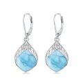 wholesale 925 Sterling Silver Opal Celtic Knot Teardrop Leverback Earrings-0-6