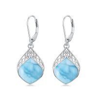 wholesale 925 Sterling Silver Opal Celtic Knot Teardrop Leverback Earrings-Larimar