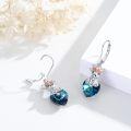 wholesale 925 Sterling Silver Blue Crystal Highland Cow Heart Drop Earrings-0-4