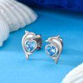 wholesale 925 Sterling Silver Dolphin Heart Stud Earrings for Women Animal s-0-4