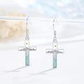 wholesale 925 Sterling Silver Cross Mountain Turquoise Stone Drop Earrings-0-1