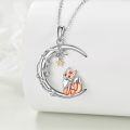 wholesale S925 Sterling Silver Fox Pendant Necklace Moon Animal s for Women Mom Wife-0-1