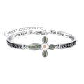 wholesale 925 Sterling Silver Cross Bracelet Wholesale With Pink Stones And Engraved Inspirational Message-0-0