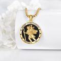 wholesale 925 Sterling Silver Plated Gold Saint Christopher Protect Us Religious Medal Necklace Jewelry 24 Chain -0-3