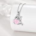 wholesale 925 Sterling Silver Heart-Shaped Blue Stone Cat Pendant Necklace for Women-0-13