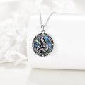 wholesale 925 Sterling Silver Round Abalone Shell Virgin Mary Pendant Necklace for Women-0-2