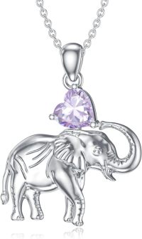 wholesale  Silver Gemstone Elephant Pendant Necklace for Women ( chars)-June