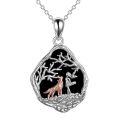 TOUPOP Sterling Silver Wolf Horse Necklace Animal Jewelry Gift-0-0