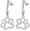 wholesale 925 Sterling Silver Dog Paw Print Cubic Zirconia Huggie Hoop Earrings for Women and Girls-0-0