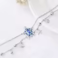 wholesale 925 Sterling Silver Adjustable Ankle Bracelet Wholesale w/Sea Turtle & Shell Charm-0-1