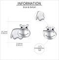 wholesale 925 Sterling Silver Smiling Hippo Stud Earrings for Women Girls Gifts 48x36mm-0-4