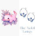 wholesale 925 Sterling Silver Blue Axolotl Hoop Earrings - Cute Animal Jewelry for Women Girls-0-5