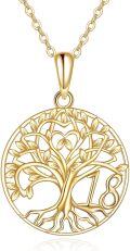 wholesale 14K Gold Stone Tree of Life Pendant Necklace for Women - 16/18/40/50th Birthday Gift-0-0