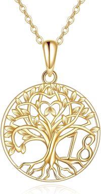 wholesale 14K Gold Stone Tree of Life Pendant Necklace for Women - 16/18/40/50th Birthday Gift-18th