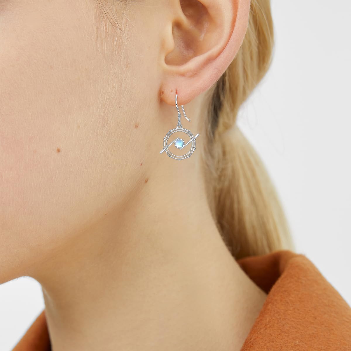 wholesale 925 Sterling Silver Moonstone Evil Eye Drop Earrings - Unique Gift for Her-0-4