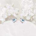 wholesale 925 Sterling Silver Blue Opal Bird Stud Earrings for Women Girls Minimalist  48x36mm-0-2