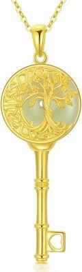 wholesale 14K Gold Sterling Silver Jade Tree of Life Necklace for Women-0-70