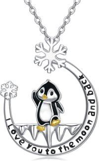 wholesale  925 Sterling Silver Cute Penguin Pendant Necklace with I Love You to The Moon and Back Engraving - Hypoallergenic Nickel-Free Gift for Women-Penguin Necklace