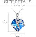 wholesale 925 Sterling Silver Blue Crystal Heart & Butterfly Pendant Necklace for Women-0-3