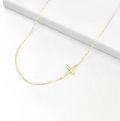 wholesale 14K Gold Metal Sideways Cross Necklace for Women - Christian Jewelry-0-1