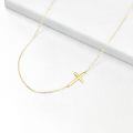 wholesale 14K Gold Metal Sideways Cross Necklace with Diamond Accent for Women-0-1