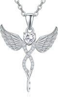 wholesale 925 Sterling Silver Angel Birthstone Necklace with 12 Crystal Gemstones for Women-0-0