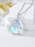 wholesale 925 Sterling Silver Palm Tree Moonstone Pendant Necklace Ocean  for Women-0-1