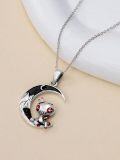 wholesale 925 Sterling Silver Crescent Moon with Zombie Pendant Necklace-0-5