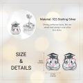wholesale 925 Sterling Silver Hamster Graduation Stud Earrings Gift for Her-0-2