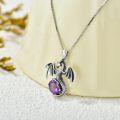 wholesale 925 Sterling Silver Purple Crystal Dragon Pendant Necklace-0-2