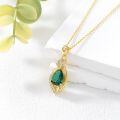 wholesale 18K Gold Plated 925 Sterling Silver May Birthstone Green Emerald Pendant Necklace-0-1