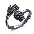wholesale 925 Sterling Silver Skull Rings Wholesale With Cross Detail-0-0