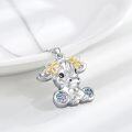 wholesale 925 Sterling Silver Highland Cow Necklace with Blue and Purple Stones for Women - Scottish Cow Pendant s-0-6