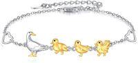 wholesale 925 Sterling Silver Gold Plated Duck Family Charm Bracelet for Women Gifts-Duck