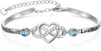 wholesale 925 Sterling Silver Blue Crystal Love Made Us Family Infinity Heart Bracelet for Women-Bangle for Mother-in-law