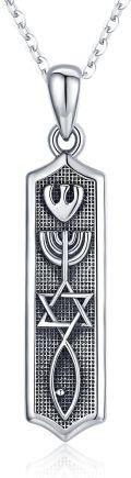 wholesale 925 Sterling Silver Jewish Messianic Seal Protection Pendant Necklace for Hanukkah Gift-0-0