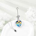 wholesale 925 Sterling Silver Heart-Shaped Sunflower Urn Keepsake Locket Necklace with Blue Crystal and Funnel Gift Set-0-4