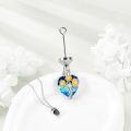 wholesale 925 Sterling Silver Heart-Shaped Sunflower Urn Keepsake Locket Necklace with Blue Crystal and Funnel Gift Set-0-4
