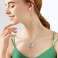 wholesale 925 Sterling Silver Panda Mother Baby Heart Projection Pendant Necklace I Love You Forever-0-2