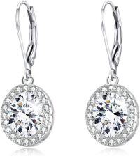 wholesale S925 Sterling Silver & Austrian Crystal Halo Earrings – Hypoallergenic, Sparkling Gift for Women-B - Clear Crystal - Simulated April Birthstone