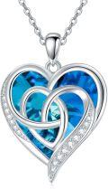 wholesale TOUPOP Celtic Heart Necklace For Women Silver September Sapphire Heart Crystal Celtic Knot Jewelry Gift For Women Sister Wife Mom Graduation Gifts Birthday Valentine's Mother's Day Christmas Gift -0-0