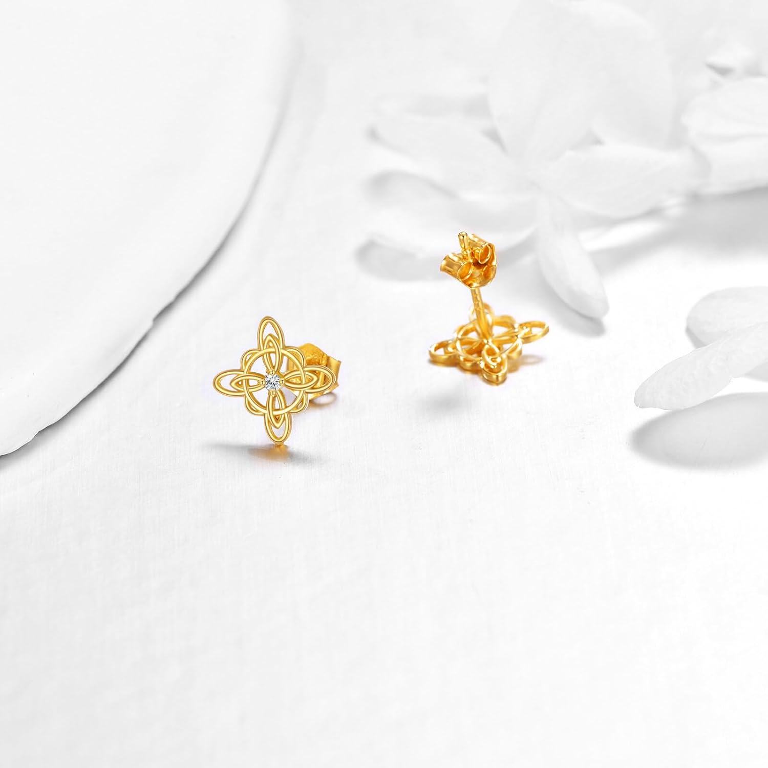 wholesale Gold Solid 14K Celtic Knot Stud Earrings - Irish Jewelry for Women's Gifts-0-1